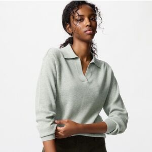 UNIQLO - NWT - Mint Light Green Sage Ribbed Polo Sweater